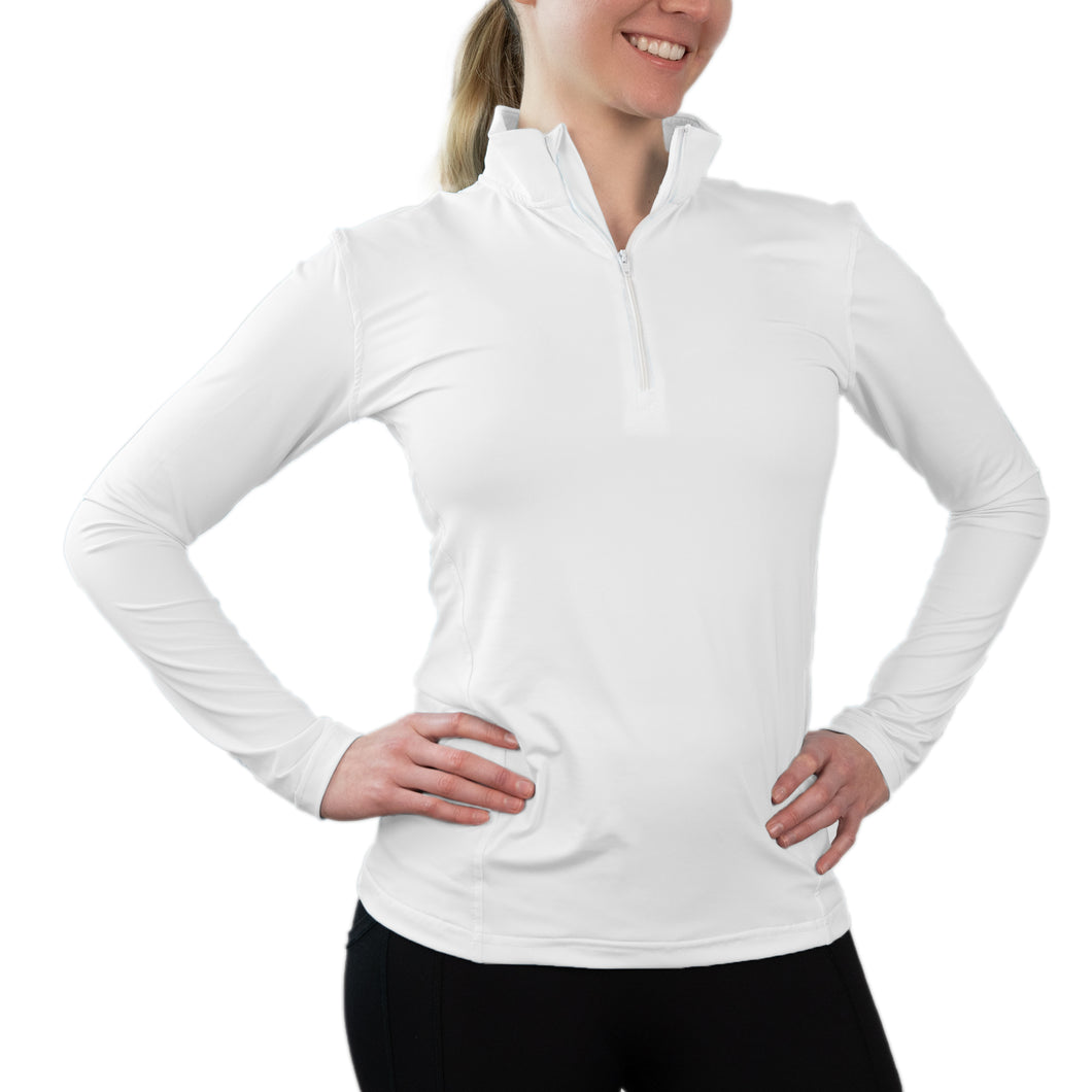 WOMEN'S QUARTER ZIP LONG SLEEVE SHIRT (OPTIONS)